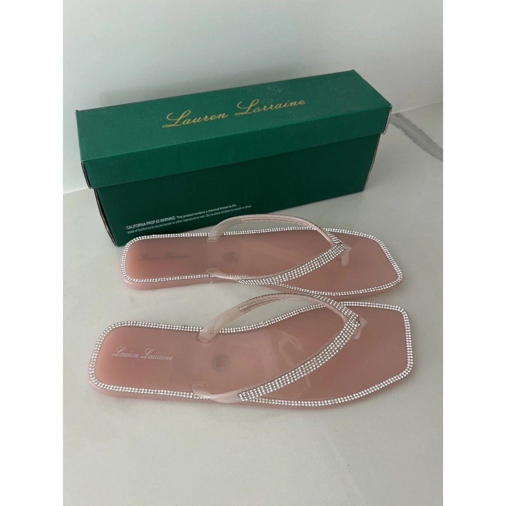 New Lauren Lorraine Tampa Flip Flops Light Pink For 9 Rhinestone Dressy Sandals